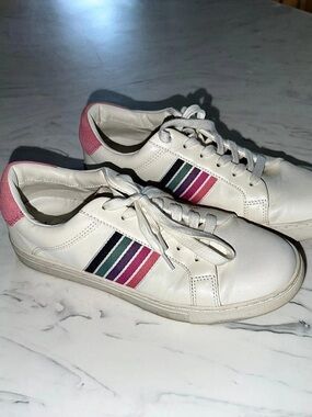 J.Crew Road Trip Sneakers pink Stripe Color Block Sneakers in White 9 lace up